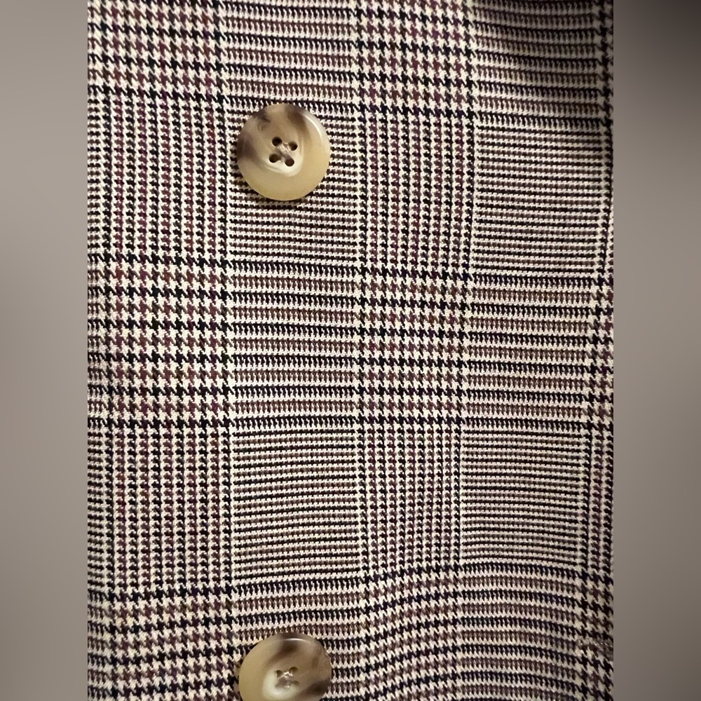 Anthropologie Double-Breasted Plaid Blazer in Taupe and Ivory - Picture 3 of 12